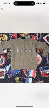 Vintage Golf Embroidered Cable Knit Sweater Tan